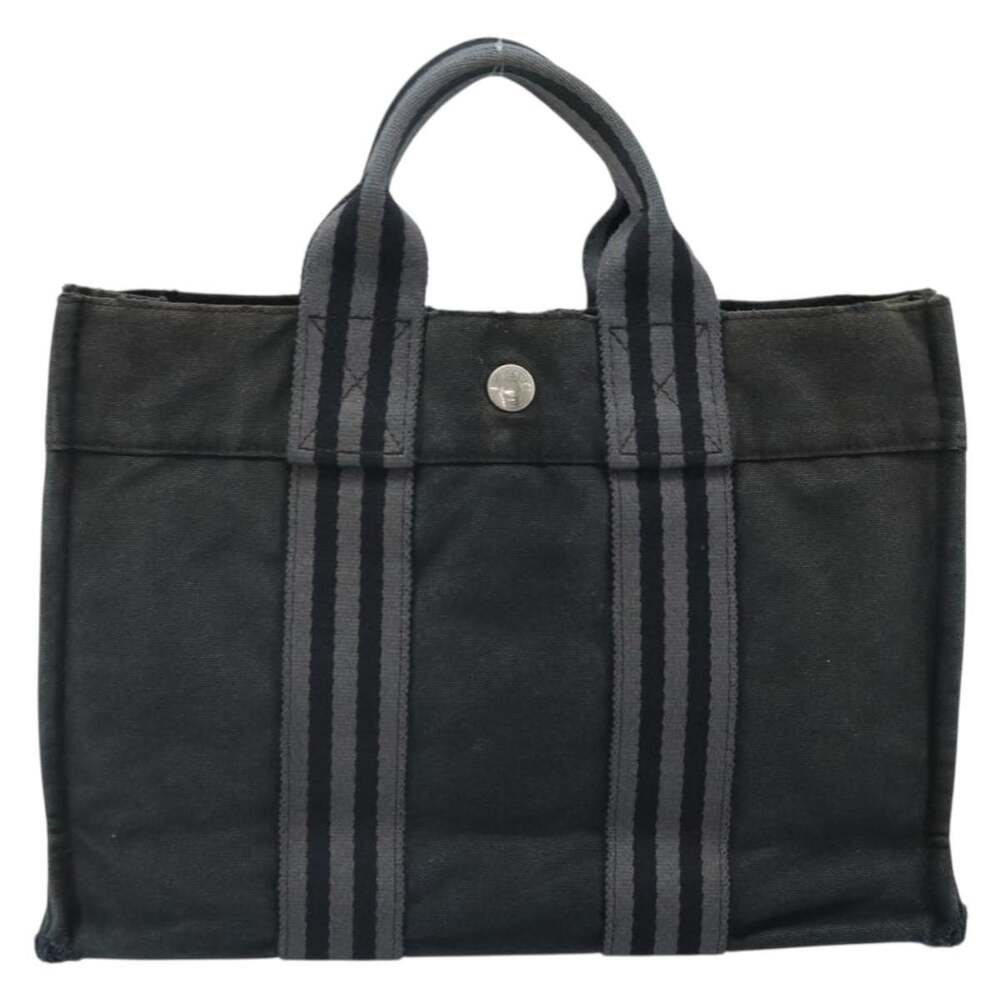 Hermes Canvas Fourre Tout PM Handbag Black